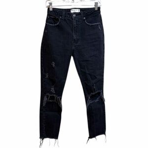 Abercrombie & Fitch Curve Love High Rise Skinny Distressed Jeans Black 0 SHORT